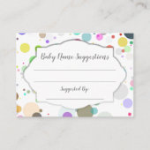 ベビー名の候補水玉模様ベビーシャワー エンクロージャーカード (正面)