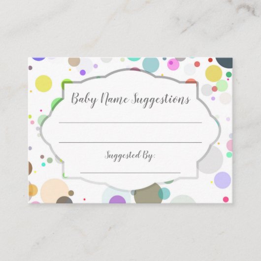 ベビー名の候補水玉模様ベビーシャワー エンクロージャーカード (正面)