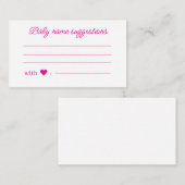 ベビー名の提案,ピンクのミニマリスト赤ちゃんシャワー エンクロージャーカード (正面/裏面)