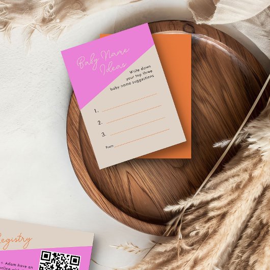 ベビー名アイディアブライトピンクオレンジのアクティビティカード エンクロージャーカード