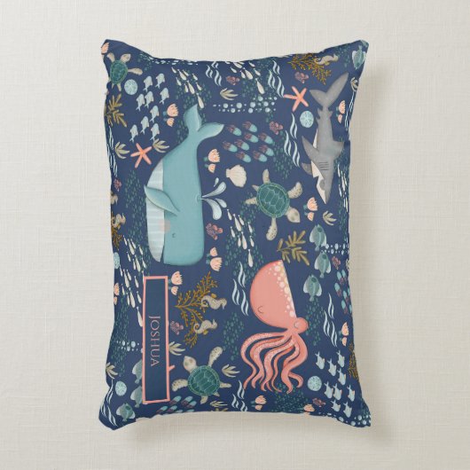 ベビー名アンダーザシー海動物子供部屋 アクセントクッション (正面(垂直))