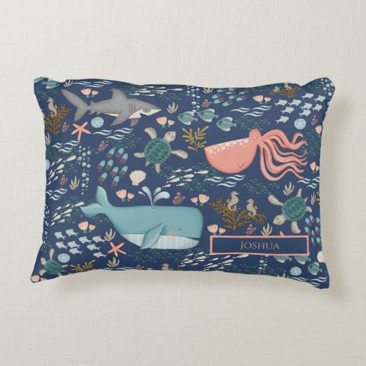 ベビー名アンダーザシー海動物子供部屋 アクセントクッション (裏面)