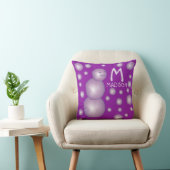 ベビー名イニシャル3Dボールムーンパープル雪だるまドット クッション (椅子)