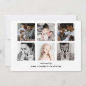 ベビー名オーバーレイフォトコラージュ生まれたばかりのかわいい誕生 案内状 (裏面)