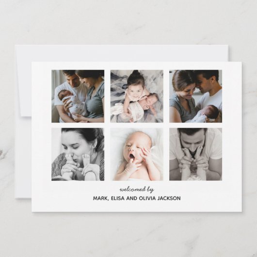 ベビー名オーバーレイフォトコラージュ生まれたばかりのかわいい誕生 案内状