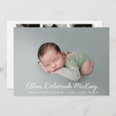 ベビー名オーバーレイフォトコラージュ生まれたばかりのかわいい誕生 案内状 (正面/裏面)