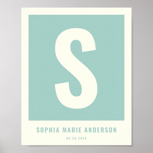 ベビー名カスタム子供部屋ウォールデコーモノグラムプリント ポスター (正面)