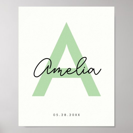 ベビー名カスタム子供部屋モノグラムレターキッズルーム ポスター (正面)