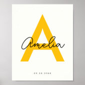 ベビー名カスタム子供部屋モノグラムレターキッズルーム ポスター (正面)