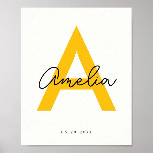 ベビー名カスタム子供部屋モノグラムレターキッズルーム ポスター (正面)