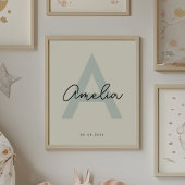 ベビー名カスタム子供部屋モノグラムレターキッズルーム ポスター