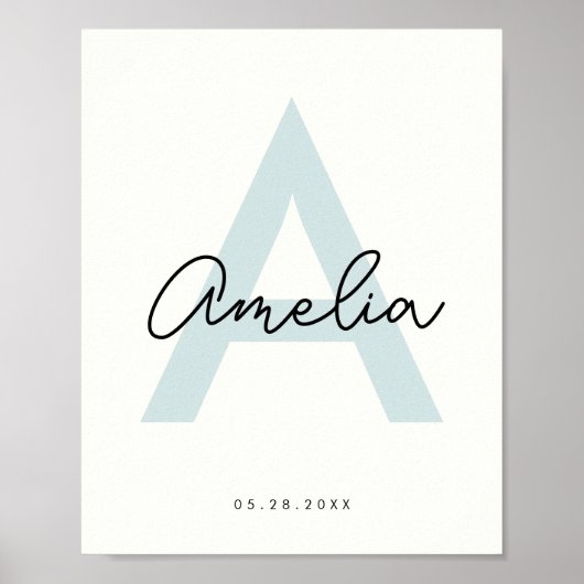 ベビー名カスタム子供部屋モノグラムレターキッズルーム ポスター (正面)