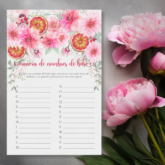 ベビー名スペインのレースピンク赤ちゃんシャワーゲーム