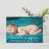 ベビー名タイポグラフィスクリプトフォトオーバーレイ 案内状 (スタンド正面)