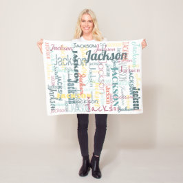 ベビー名パターンタイポグラフィの中間色 フリースブランケット