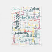 ベビー名パターンタイポグラフィの中間色 フリースブランケット (正面)