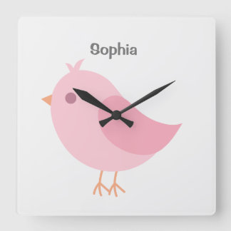 ベビー名パーソナライズされた、子供部屋、キッズスクエアウォール スクエア壁時計
