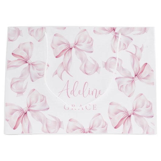 ベビー名ピンクボウ抱き枕 ラージペーパーバッグ (正面)