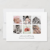 ベビー名フォトコラージュモダンベビー誕生発表 案内状 (裏面)