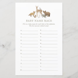 ベビー名レースウッドランドベビーシャワーゲーム