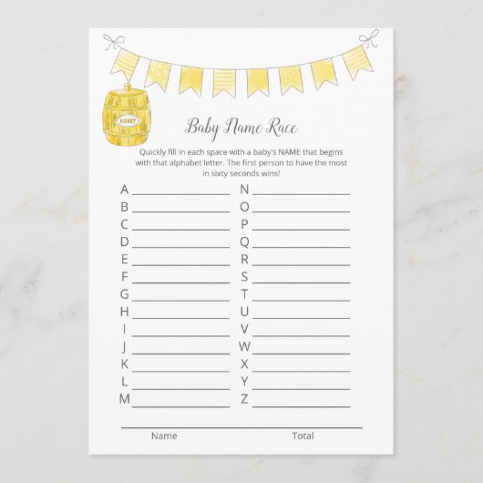 ベビー名レースゲームガールテディベアカード プログラム (正面)