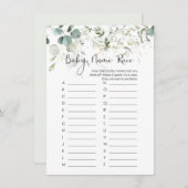 ベビー名レースゲーム，ユーカリ赤ちゃんシャワーゲームI 招待状 (正面/裏面)