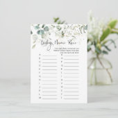 ベビー名レースゲーム，ユーカリ赤ちゃんシャワーゲームI 招待状 (スタンド正面)