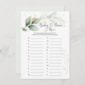 ベビー名レースゲーム，緑の赤ちゃんシャワーゲームInv 招待状 (正面/裏面)