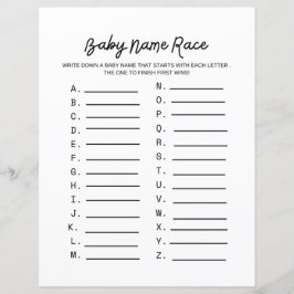 ベビー名レースベビーシャワーゲーム