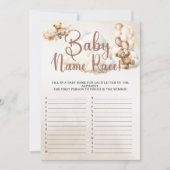 ベビー名レース簡単ベビーシャワーゲームかわいいクマ 招待状 (正面)