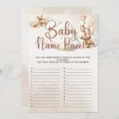 ベビー名レース簡単ベビーシャワーゲームかわいいクマ 招待状 (正面/裏面)