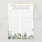 ベビー名レース赤ちゃん動物赤ちゃんシャワーゲーム エンクロージャーカード (正面)