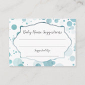 ベビー名候補カードブルードット赤ちゃんシャワー エンクロージャーカード (正面)