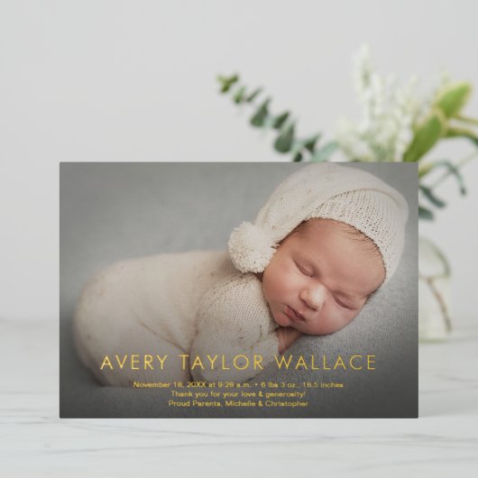ベビー名写真誕生発表赤ちゃんシャワー 箔シーズンカード (立ち正面)