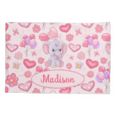 ベビー名前をカスタムするキュートピンクエレファントピラロケース 枕カバー (裏面)