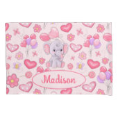ベビー名前をカスタムするキュートピンクエレファントピラロケース 枕カバー (正面)