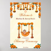 ベビー名前付けクレードルインディアン式のウェルカムサイン ポスター (正面)