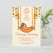 ベビー名前付けクレードルインディアン式テンプレート 招待状 (スタンド正面)