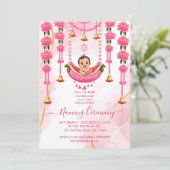 ベビー名前付けクレードルインディアン式ピンクテンプレート 招待状 (スタンド正面)