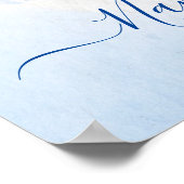 ベビー名前付けクレードル式のブルーウェルカムサイン ポスター (角)