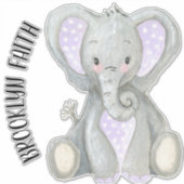 ベビー名可愛いラベンダー絵を描エレフェント シール (正面)