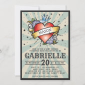 ベビー名岩とロールタトゥーベビーシャワー 招待状 (正面)