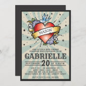 ベビー名岩とロールタトゥーベビーシャワー 招待状 (正面/裏面)