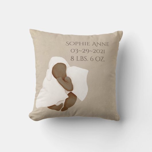 ベビー名水彩キープサケ誕生統計 クッション (正面)