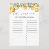 ベビー名競走ビーベイビーシャワーゲーム エンクロージャーカード (正面)