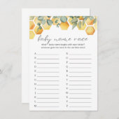 ベビー名競走ビーベイビーシャワーゲーム エンクロージャーカード (正面/裏面)