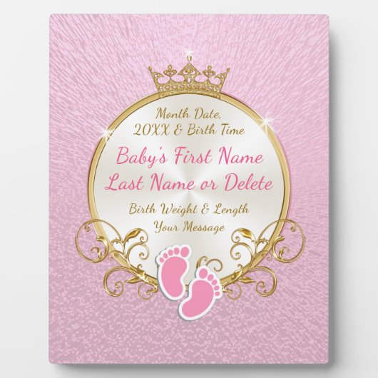 ベビー名誕生任意の色の日付と時刻プラーク フォトプラーク (正面)