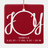 ベビー名誕生統計Photo Red Keepsake セラミックオーナメント (裏面)