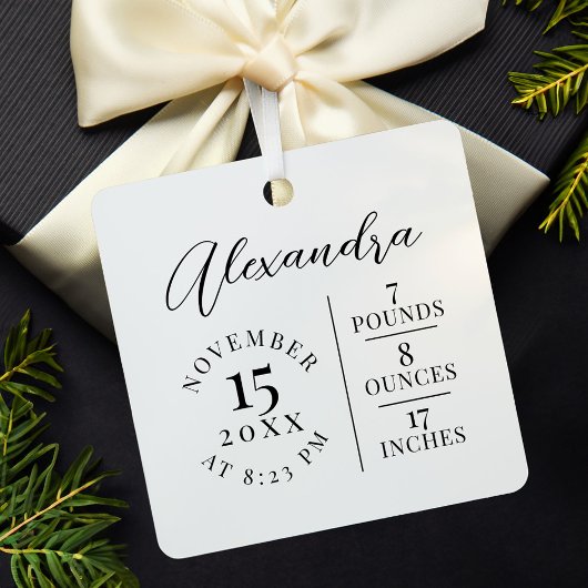 ベビー名&誕生統計フォトホワイトキープサケ セラミックオーナメント