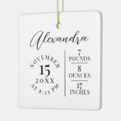 ベビー名&誕生統計フォトホワイトキープサケ セラミックオーナメント (左)